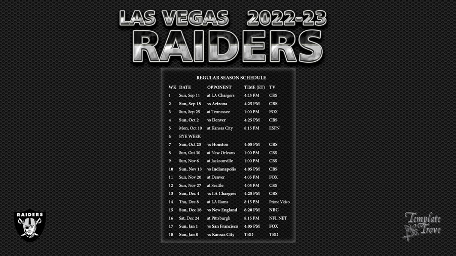2022 2023 Las Vegas Raiders Wallpaper Schedule