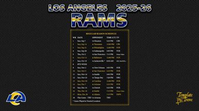 Los Angeles Rams 2025-26 Wallpaper Schedule