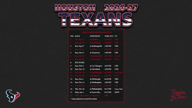 Houston Texans 2026-27 Wallpaper Schedule