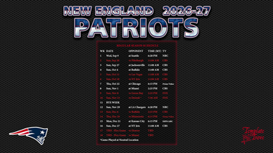 New England Patriots 2026-27 Wallpaper Schedule
