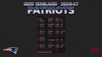 New England Patriots 2026-27 Wallpaper Schedule