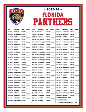 2025-2026 Printable NHL Schedules