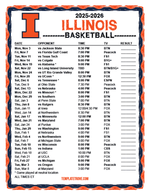 2024-25 Printable Illinois Fighting Illini Basketball Schedule