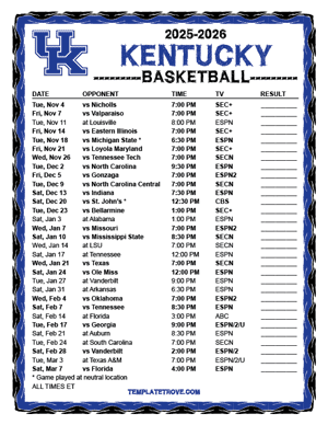 2025-2026 College Basketball Schedules