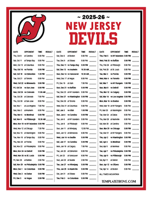 New Jersey Devils 2025-26 Printable Schedule - Mountain Times