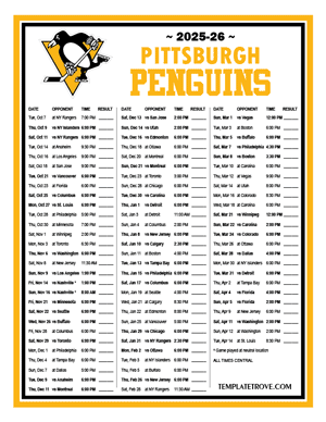 Pittsburgh Penguins 2025-26 Printable Schedule - Central Times