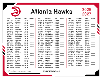 Atlanta Hawks 2026-27 Printable Schedule