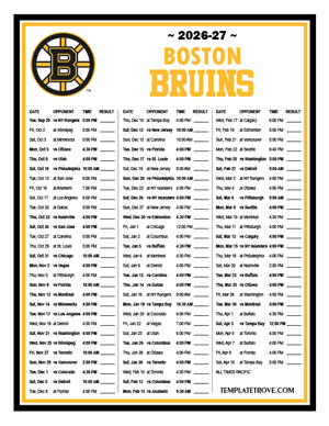 Boston Bruins 2026-27 Printable Schedule - Pacific Times