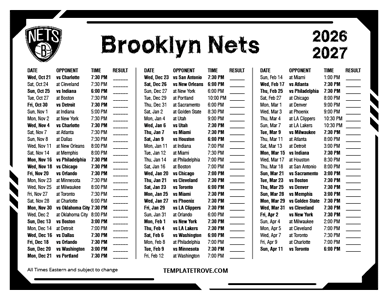Brooklyn Nets 2026-27 Printable Schedule