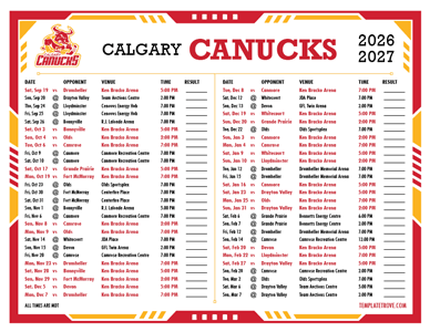 Calgary Canucks 2026-27 Hockey Schedule