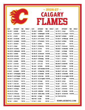 Calgary Flames 2026-27 Printable Schedule