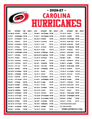 2026-2027 Printable NHL Schedules