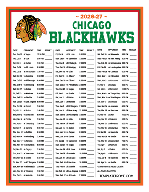 Chicago Blackhawks 2026-27 Printable Schedule