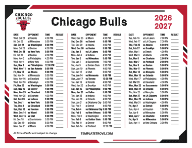Chicago Bulls 2026-27 Printable Schedule - Pacific Times