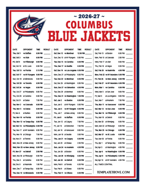 Columbus Blue Jackets 2026-27 Printable Schedule - Central Times