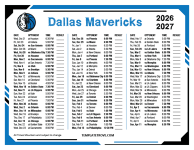 Dallas Mavericks 2026-27 Printable Schedule - Mountain Times
