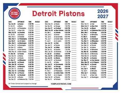2026-27 Printable Detroit Pistons Schedule - Central Times