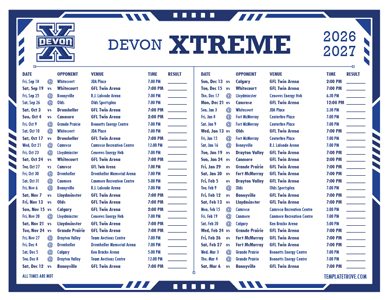 Devon Xtreme 2026-27 Hockey Schedule