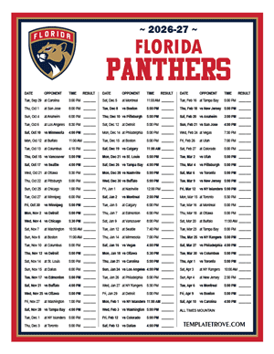 Florida Panthers 2026-27 Printable Schedule - Mountain Times