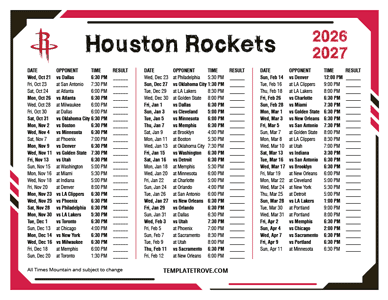 Houston Rockets 2026-27 Printable Schedule - Mountain Times