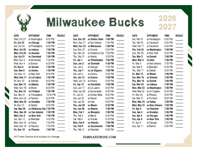 2026-27 Printable Milwaukee Bucks Schedule - Central Times