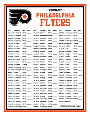Philadelphia Flyers 2026-27 Printable Schedule - Mountain Times