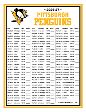Pittsburgh Penguins 2026-27 Printable Schedule - Mountain Times