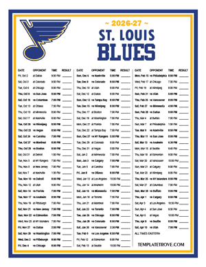 St. Louis Blues 2026-27 Printable Schedule