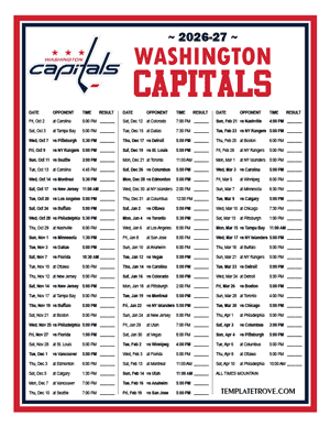 Washington Capitals 2026-27 Printable Schedule - Mountain Times