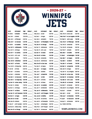 Winnipeg Jets 2026-27 Printable Schedule - Central Times