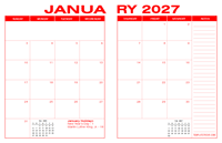 2027 Desk Calendar - Red