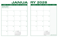 2028 Desk Calendar - Green