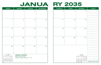 2035 Desk Calendar - Green