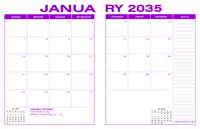 2035 Desk Calendar - Purple