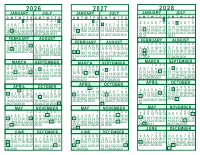 3 Year Calendar - 2026 through 2028