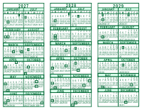 3 Year Calendar - 2027 through 2029