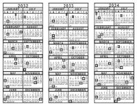 2032 2033 2034 3 Year Calendar