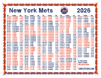 Central Times 2026
 New York Mets Printable Schedule