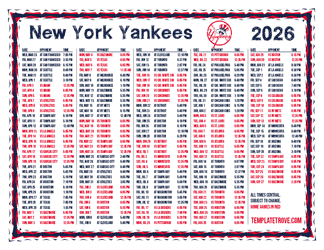 Central Times 2026
 New York Yankees Printable Schedule