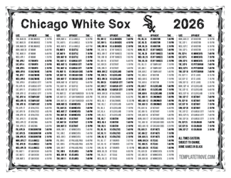 Eastern Times 2026
 Chicago White Sox Printable Schedule