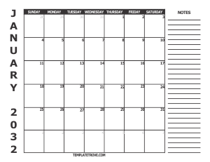 Free Calendars to Print 2032