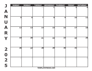 2025 Free Calendars to Print