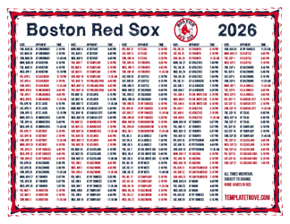 Mountain Times 2026
 Boston Red Sox Printable Schedule