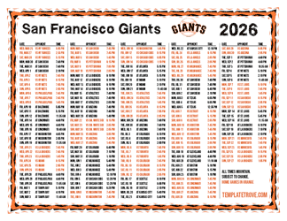 Mountain Times 2026
 San Francisco Giants Printable Schedule