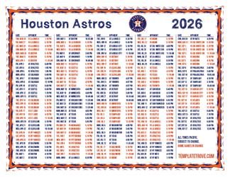 Pacific Times 2026
 Houston Astros Printable Schedule