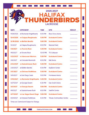 Halifax Thunderbirds 2026-27 Printable Schedule - Central Times
