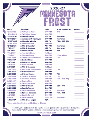 Minnesota Frost 2026-27 Hockey Schedule