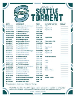 Seattle Torrent 2026-27 Hockey Schedule