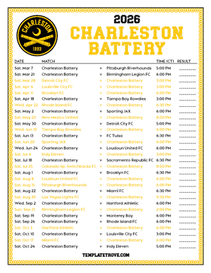 Charleston Battery 2026
 Printable Soccer Schedule - Central Times