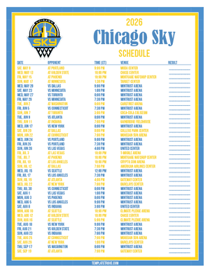 Chicago Sky 2026
 Printable Basketball Schedule